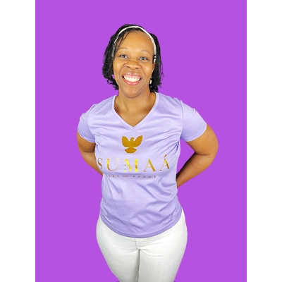 SUMAA Women Mercer Purple V Neck Shirt