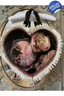 Handmade heart bag dark flor..