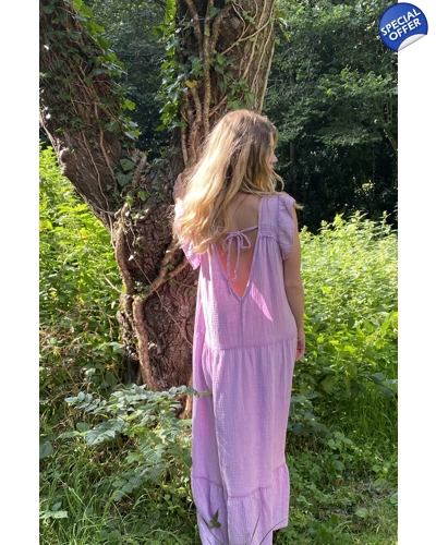 Pure cotton cheesecloth Lavender fields dress