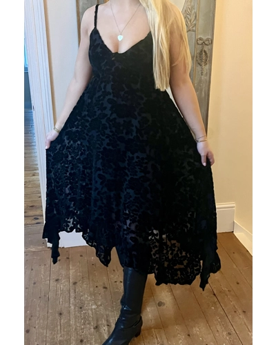 Angelina black Devore dress