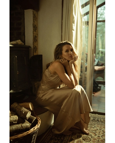 Suzy satin lace dress trimmed dress