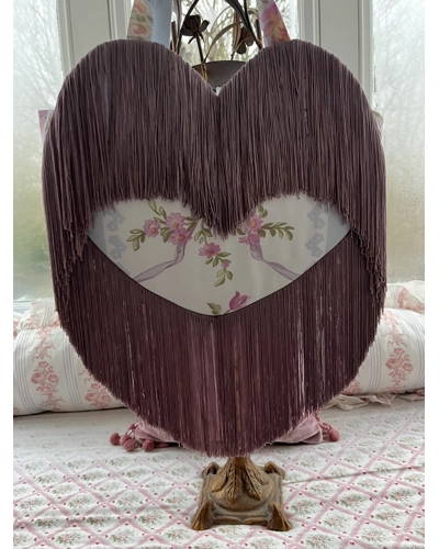 Fringe trim floral/bow Love heart bag