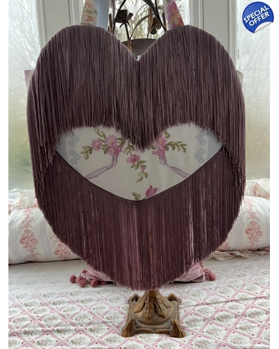 Fringe trim floral/bow Love heart bag