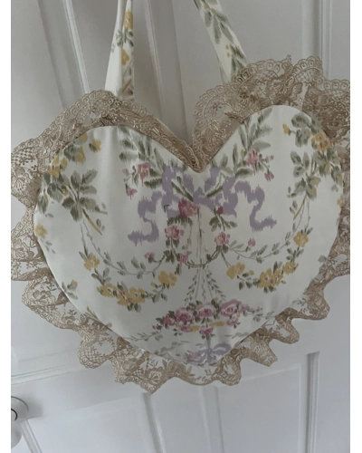 Handmade love heart bag with lace
