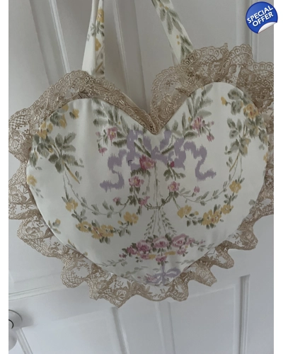 Handmade love heart bag with lace