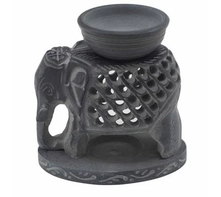 Soapstone Oil Burner 10.5cm - Standing Elephant