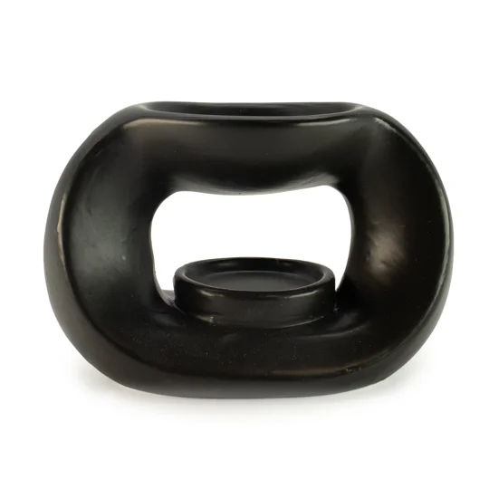 Ceramic Zen Oil Burner - Oval Pebble - Matt Black