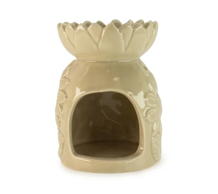 Ceramic Sunflower Oil Burner - Pastel Beige
