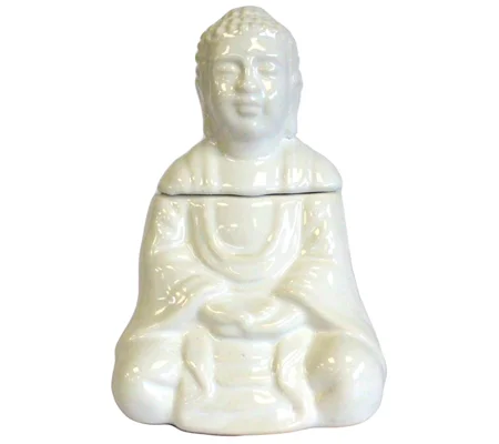 Sitting Buddha Oil Burner - White