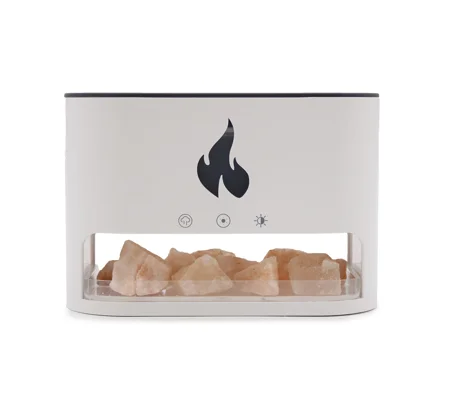 White Blaze Aroma Diffuser - Himalayan Salt Chamber - USB-C - Flame Effect (Salt included)