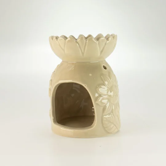 Ceramic Sunflower Oil Burner - Pastel Beige