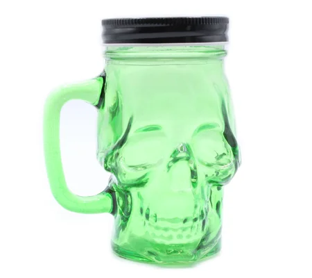 Funky Mason Jar - Skull - Green