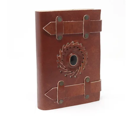 Leather Black Onyx with Belts Notebook (6x4")