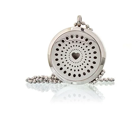 Aromatherapy Diffuser Necklace - Diamonds Heart 30mm
