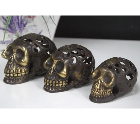 Vintage Brass Skull - Lrg