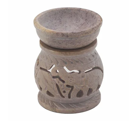Small Soapstone Oil Burner 8cm - Elephant