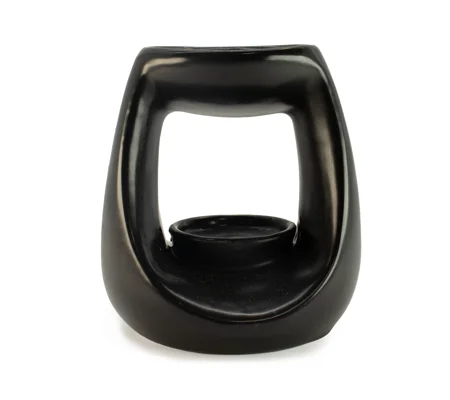 Ceramic Zen Oil Burner - Large Oval Pebble - Matt Black