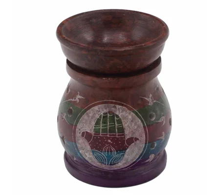 Soapstone Oil Burner 10cm - Hamsa - Five Colours