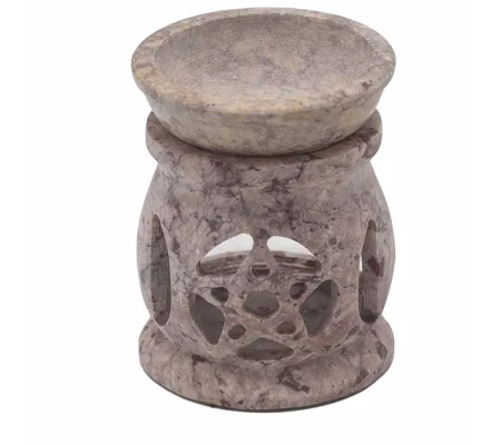 Small Soapstone Oil Burner 8cm - Three Moon Pentagon