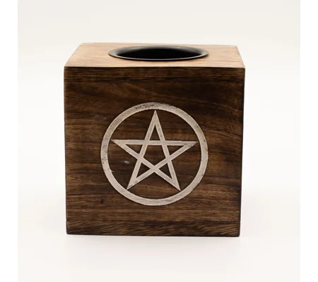 Large Square Mango Wood Oil Burner- Pentagon