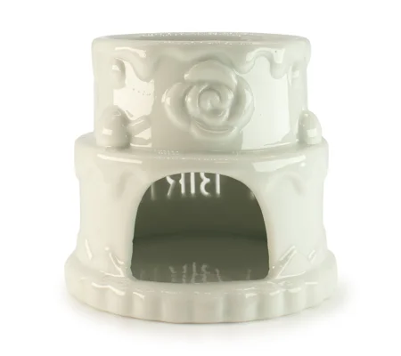 Ceramic Cake Oil Burner - HAPPY BIRTHDAY - White