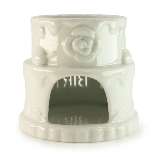 Ceramic Cake Oil Burner - HAPPY BIRTHDAY - White