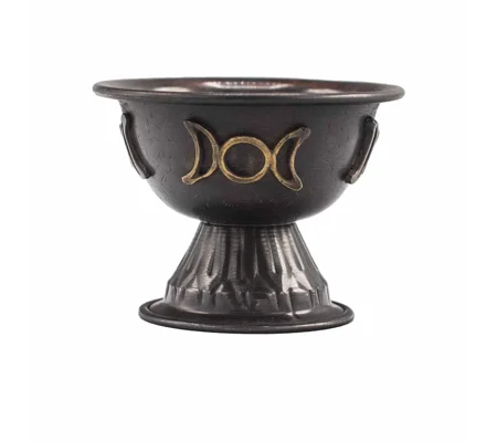 Antique Copper Ritual Chalice Triple Moon 10x8cm