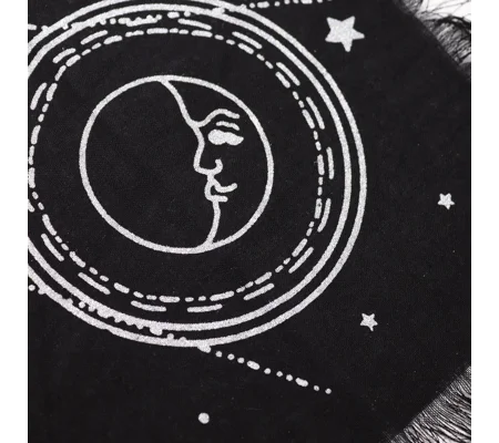 Esoteric Fringed Altar Cloth - Moon & Sun Chart