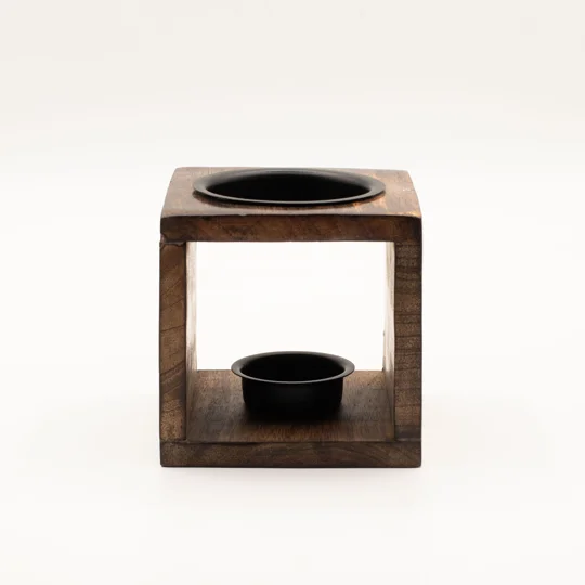 Square Mango Wood Oil Burner - Flower of Life