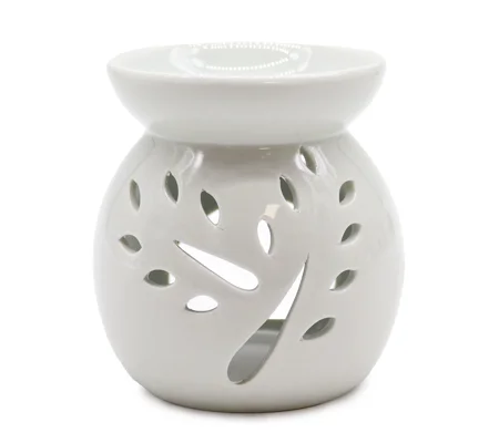 Lrg Classic White Oil Burner - Tree Cut-out