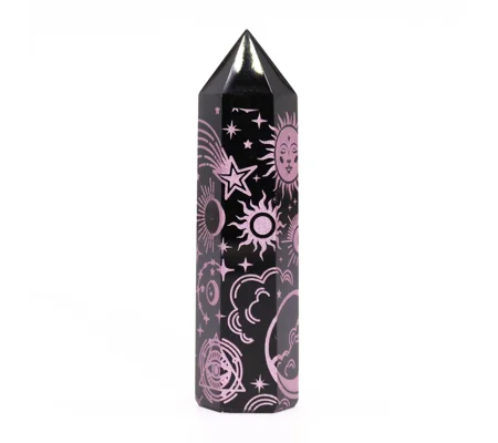 Black Obsidian Point - Mystic Story - Rose Pink
