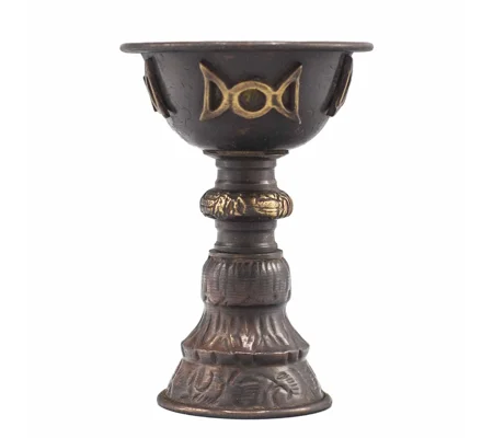 Antique Copper Ritual Goblet with Triple Moon 8x13cm