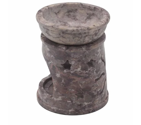 Small Soapstone Oil Burner 8cm - Sun & Stars