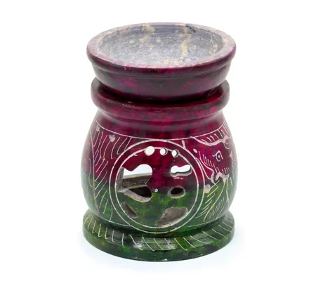 Small Coloured Soapstone Oil Burner 8cm - Om & Elephant