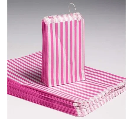 10x14" Candy Stripe Bags - PINK