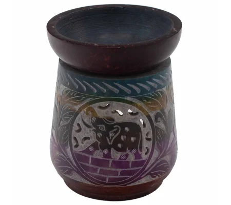 Large Soapstone Oil Burner 13x10cm - Elephant - Five Colours