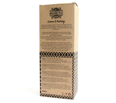 200ml Lemon & Nutmeg Essential Oil Reed Diffuser