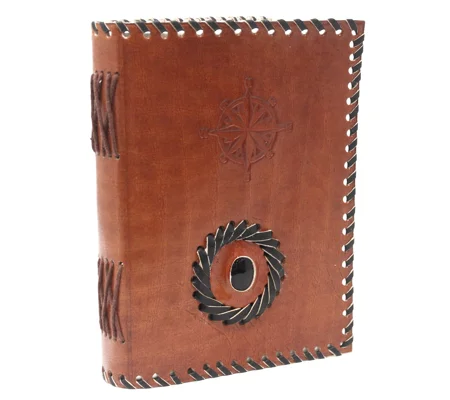 Leather Black onyx & Compas Notebook (7x5")