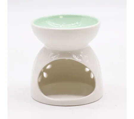 Classic White Oil Burner - Floral with Teal Well