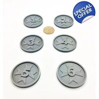 x6 Round Knights Templar Warhammer 40k Gaming Objective Markers