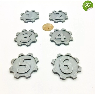 6 Pack 40mm Cog Numbered Warhammer 40k Objective Gaming Markers Uk Made 6 Pack 40mm Cog Numbered Warhammer 40k Objective Gaming Markers Uk Made