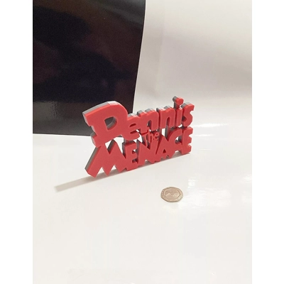 Decorative DENNIS THE MENACE self standing Collectible Text Comic logo display Decorative DENNIS THE MENACE self standing Collectible Text Comic logo display