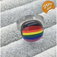 Unisex Rainbow Glass Adjustable Hand Made Ring