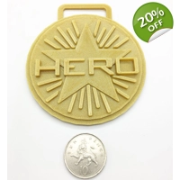 x2 Wreck It Ralph Medallion HERO MEDAL Prop In Sparkly Gold NEW