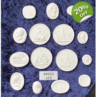 15 Grand Tour Cameos Plaster Intaglio Medallions European 44523