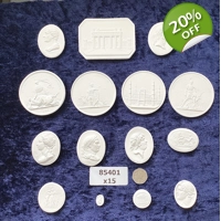 15 Grand Tour Cameos Plaster Intaglio Medallions European 85401