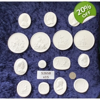 15 Grand Tour Cameos Plaster Intaglio Medallions European 52658