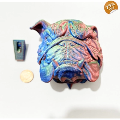 Multi Colour Bulldog Head With Wall Mount Made in the uk