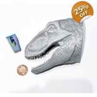 Grey-Silver Velociraptor headHead With Wall Mount Made in the uk