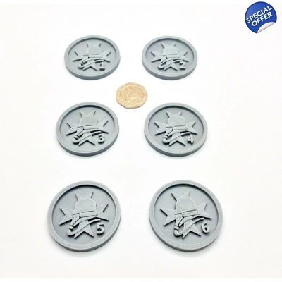 x6 Korps Armies Gas Mask Warhammer 40k Round Objective Markers Gaming